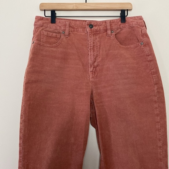 American Eagle Mom Straight Leg Pants Corduroy Super High Rise Mauve Size 12 - Picture 5 of 12